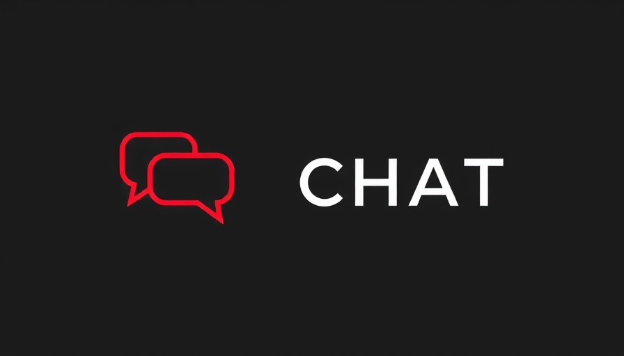 Minimalist red chat bubbles icon with 'CHAT' text