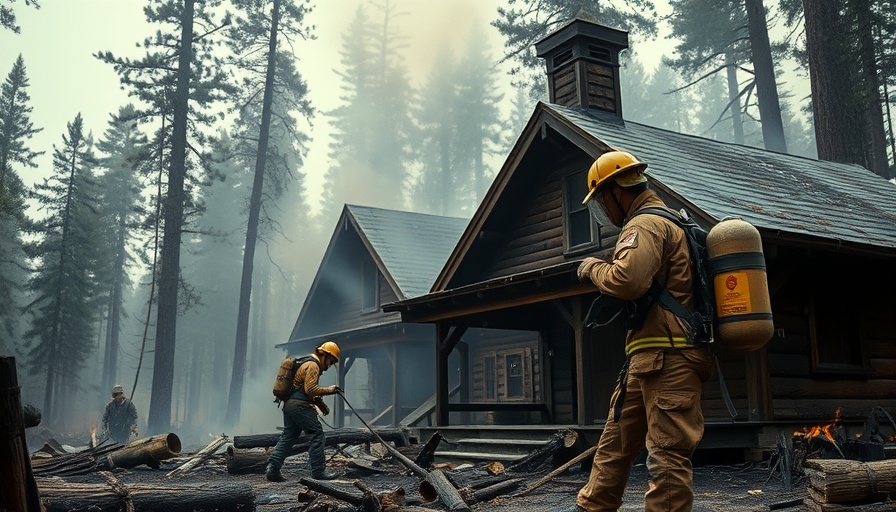 Firefighter at Grand Canyon Lodge handling wildfire aftermath.