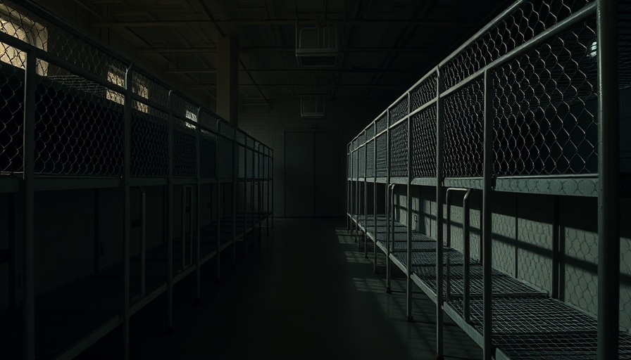 Empty detention center with metal fences and bunk beds, Choices for Immigrants in Detention.