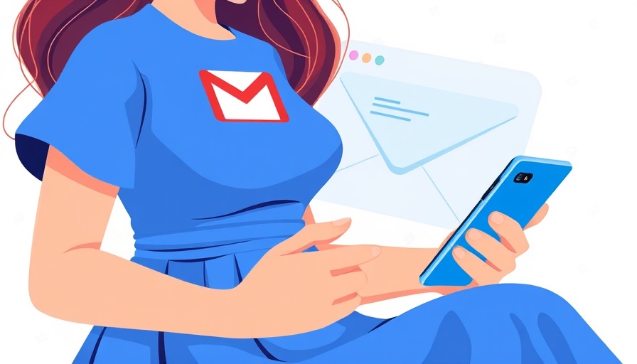 Gmail Manage Subscriptions tool illustration with woman using smartphone.