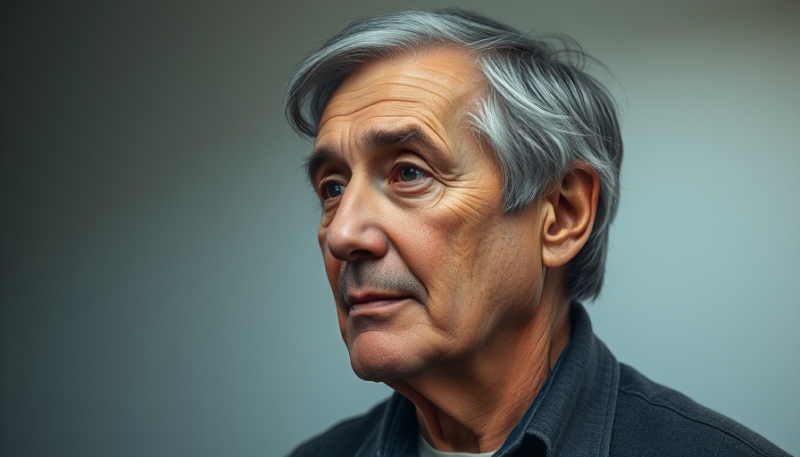 Close-up of elderly man with grey hair, thoughtful expression.