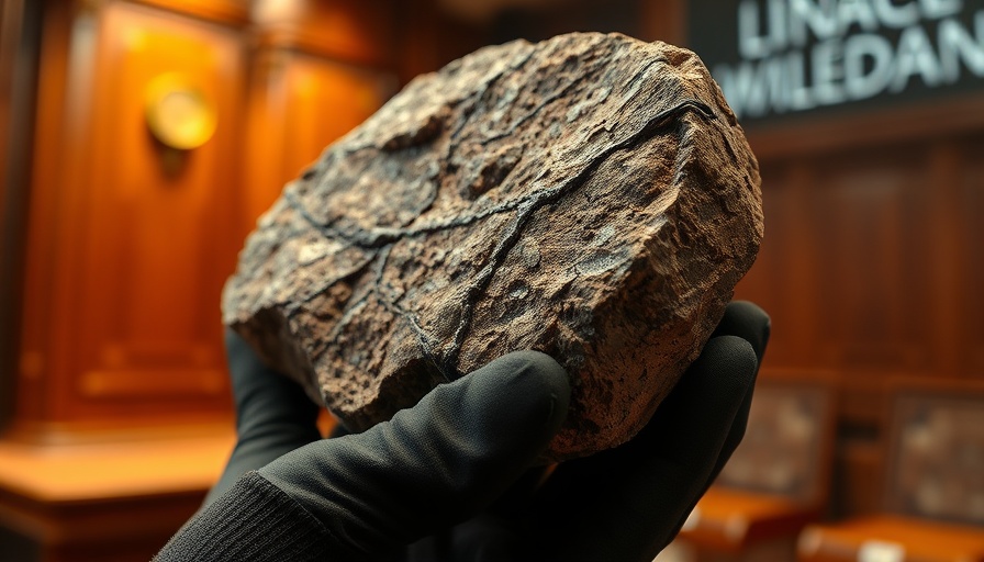 Largest piece of Mars sold displayed at auction with warm lighting.