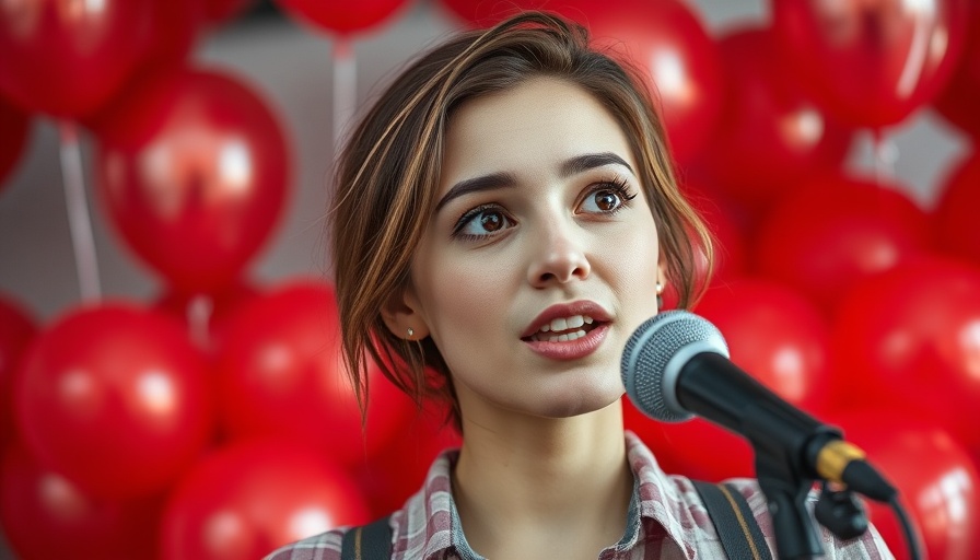 Interview with a woman in front of red balloons, WNBA team in Boston.