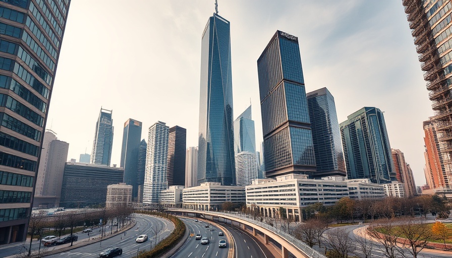 Top 10 Most Educated Cities skyline with towering skyscrapers and road.