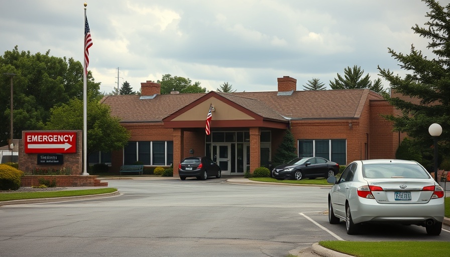 Entrance of rural hospital highlighting Medicaid cuts impact