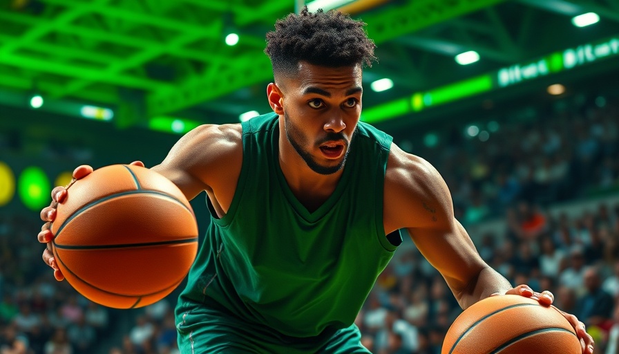Basketball player in Celtics jersey showcasing athleticism on court.