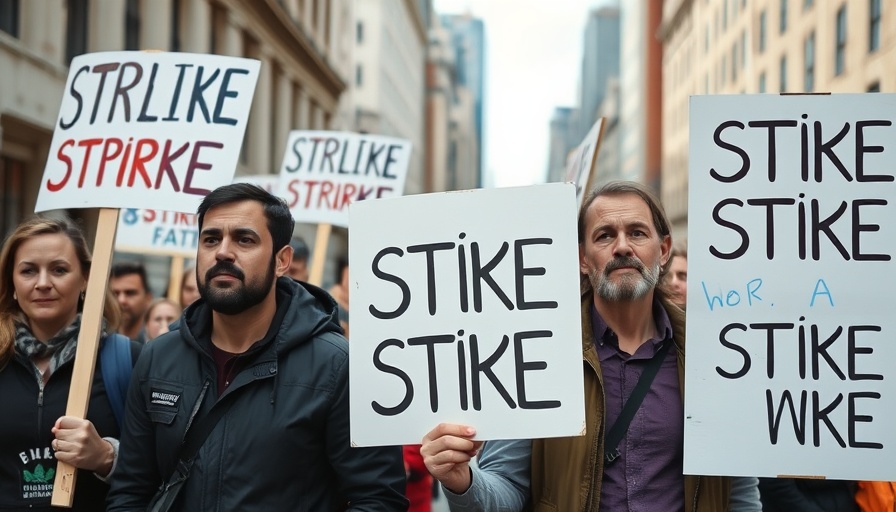 Workers holding strike signs for Republic Services unionization.