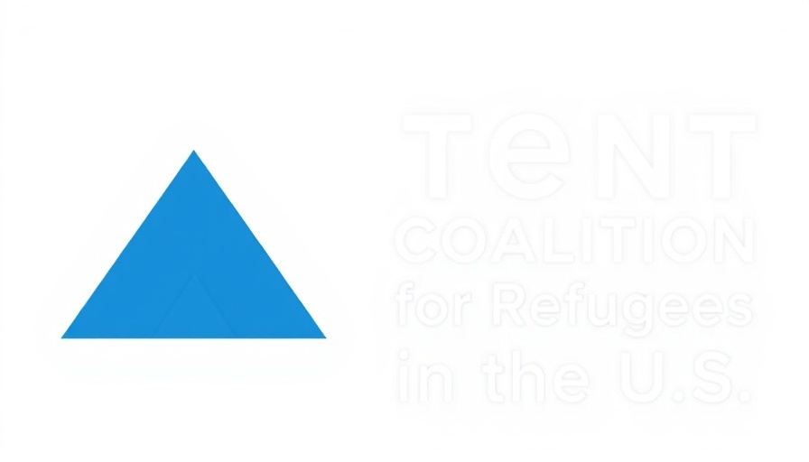 Minimalistic logo for Tent Coalition supporting Refugees in the U.S., America First or Refugees First theme