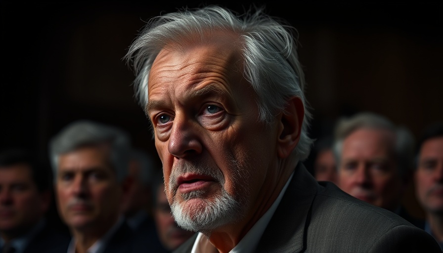 Serious man speaking in dim light, connected to Trump-Russia investigation.
