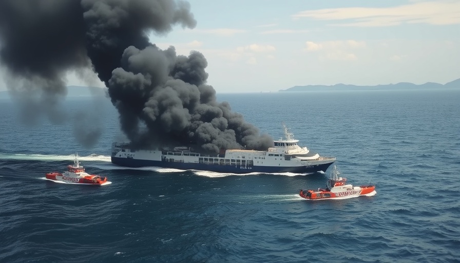 Indonesia ferry fire rescue operation with coast guard vessels