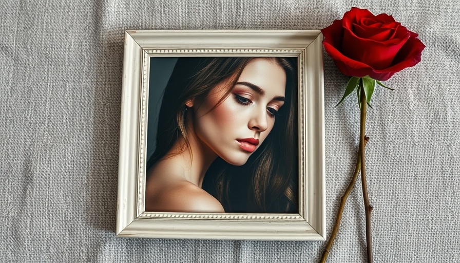 Memorial photograph of a young woman with a rose.