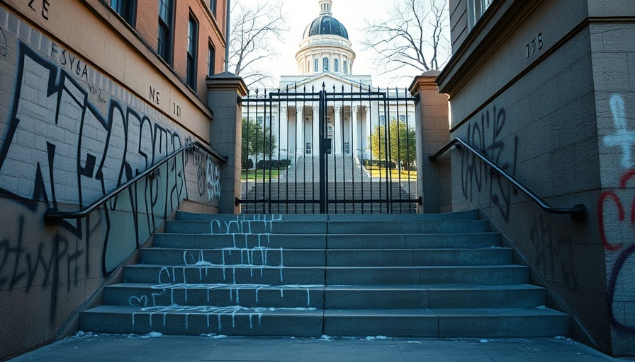 Boston Common Suspicious Package scene showing graffiti and paint on steps.
