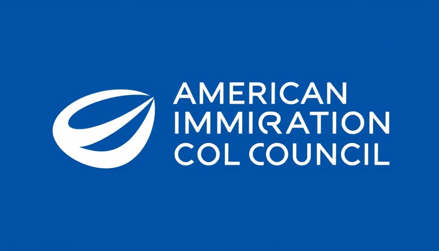Minimalist American Immigration Council logo on blue background.