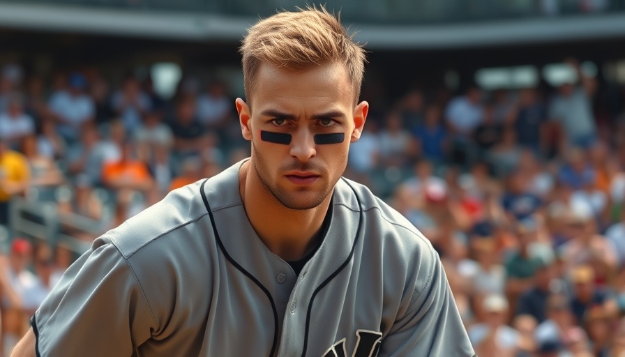 Baseball player looks focused on field in gray uniform.