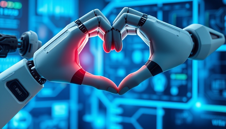 AI companionship for teens concept with human and robot forming heart