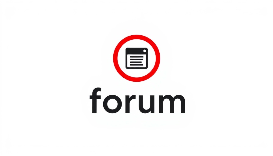 Minimalistic forum logo with red circle and webpage icon.