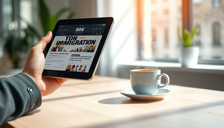 US immigration policy updates on a tablet with coffee