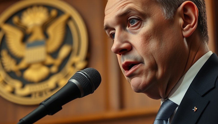 Close-up of a speaker discussing Trump tariffs impact on international trade.