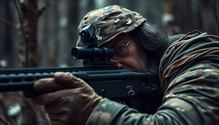 Sniper in camouflage aiming in forest - Gun Rights Documentary