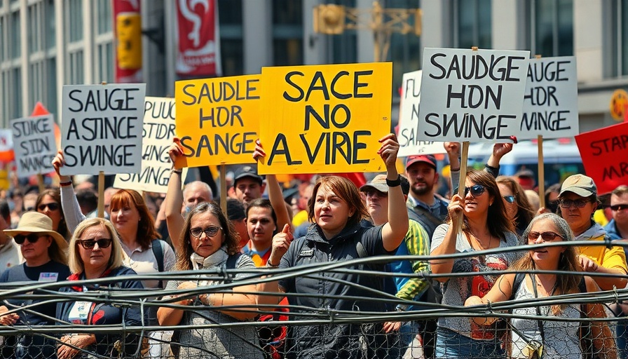Protest demanding action for Israeli hostages with signs and barbed wire.