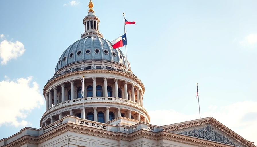 Majestic Texas Capitol dome with flags under a bright sky
