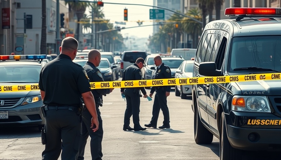 Police at Los Angeles crime scene investigating a mass shooting.