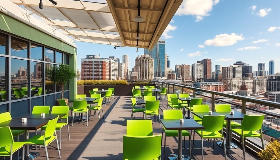 Rooftop terrace of new restaurant in Greater Boston.