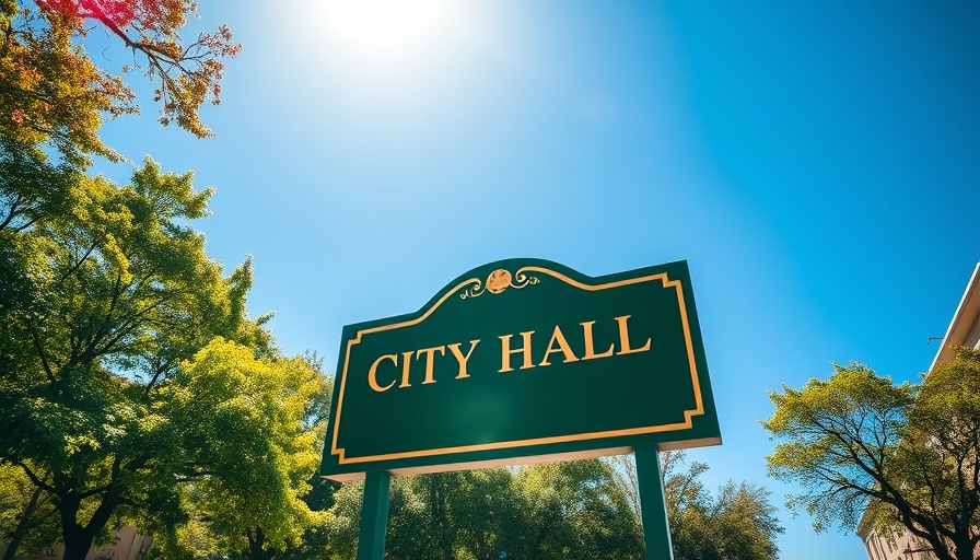 Somerville City Hall sign under bright sunlight with trees in background.