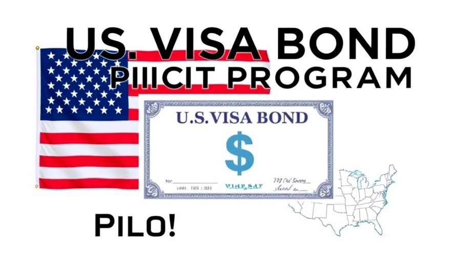 US Visa Bond Pilot Program graphic with flag and map.