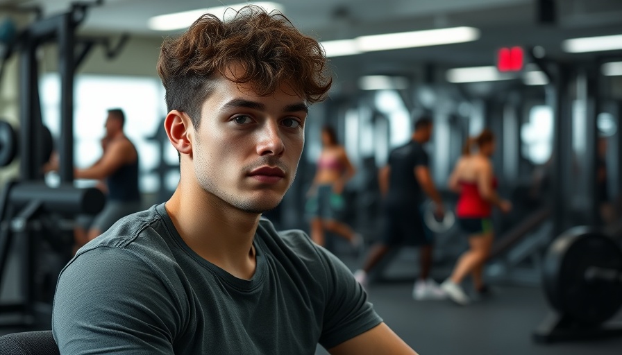 Young man in gym discussing Jake Thibeault's recovery journey.