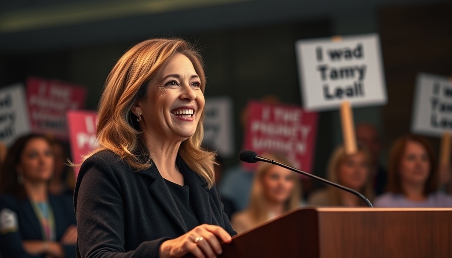 Woman speaking energetically at podium during an event.