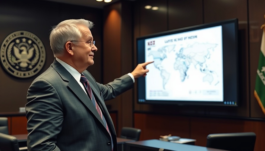 Middle-aged man presenting Gaza map on remaining strongholds at Israeli government office.