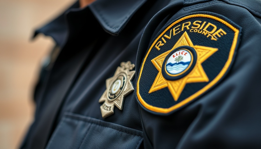 Riverside County Sheriff badge on uniform for Menifee.