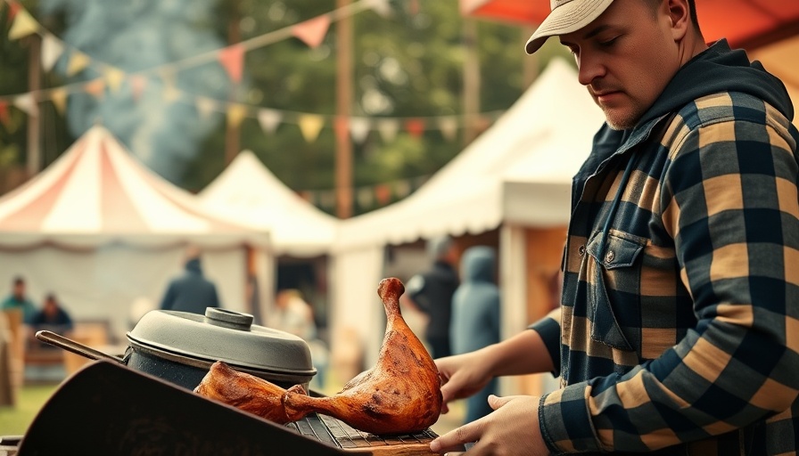 Marshfield Fair activities and attractions: grilling turkey legs at outdoor event.