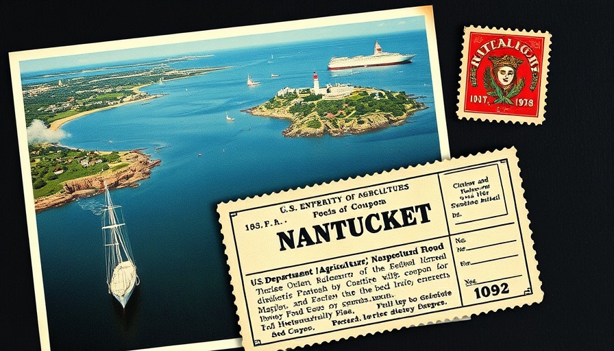 Nantucket postcard with food coupon symbolizing food insecurity