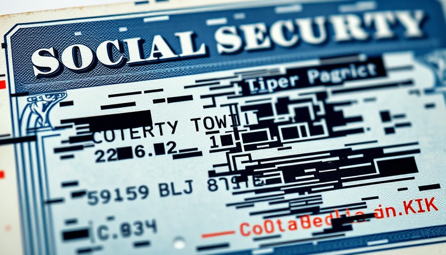 Distorted social security card representing identity theft impact.