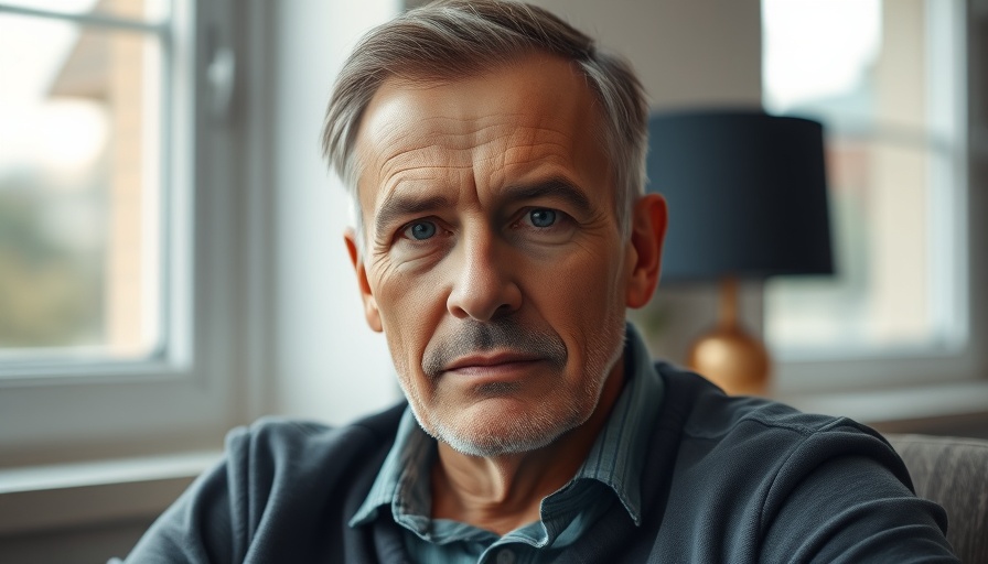 Middle-aged man seated indoors, subtle lighting.