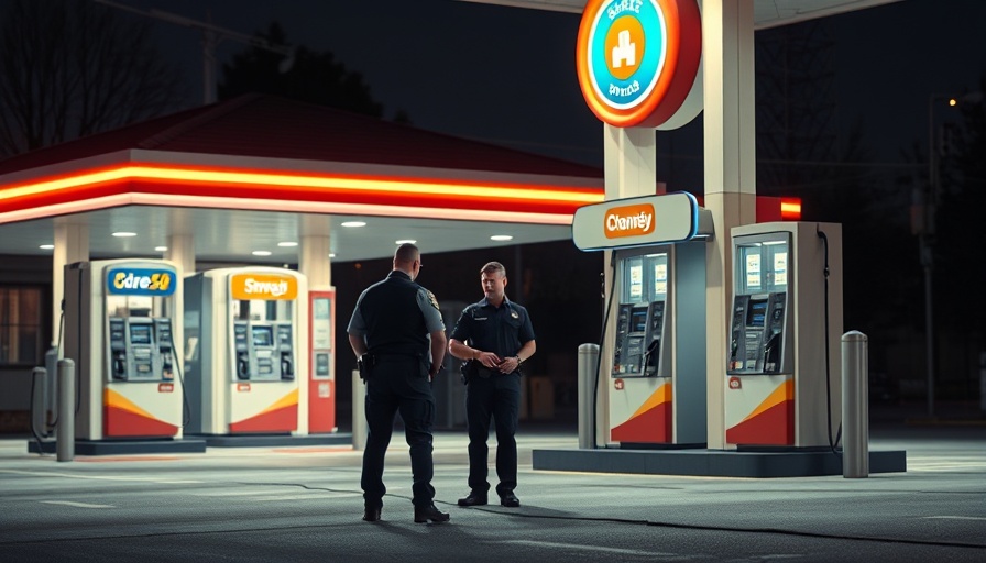 Law enforcement investigates nighttime Pico Rivera gas station.