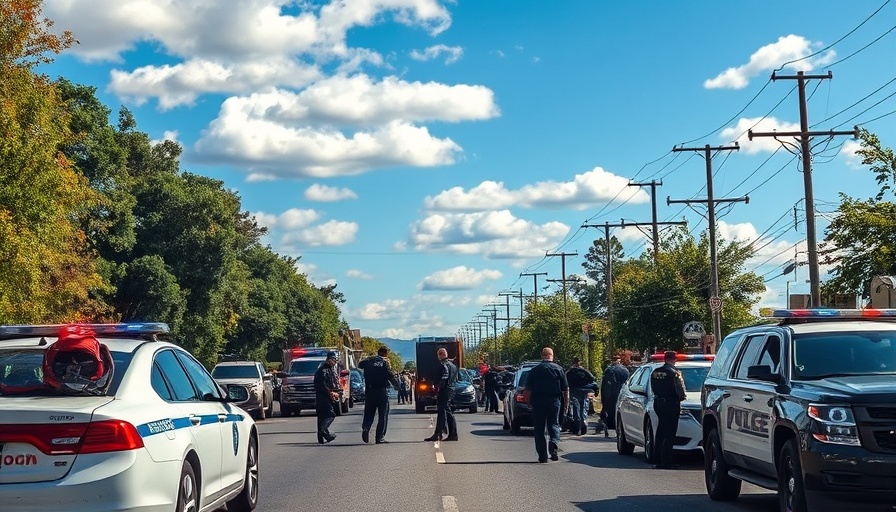 Police vehicles and officers at Minneapolis church scene, responding.