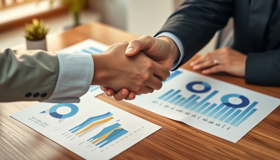 Two businesspeople shaking hands over reports symbolizing key elements of an effective onboarding program.