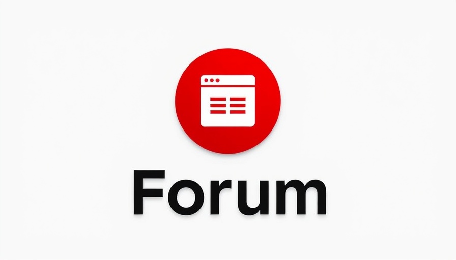 Minimalist forum icon with web page symbol and text.