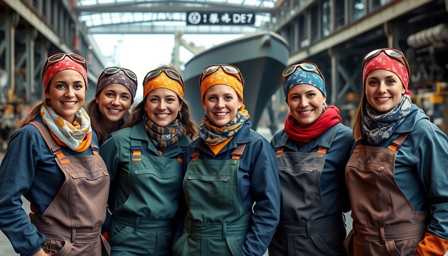 Diverse group of women welders smiling, WWII ship restoration.