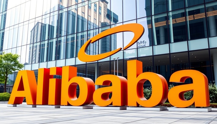 Alibaba shares jump 19% as seen at company's headquarters.