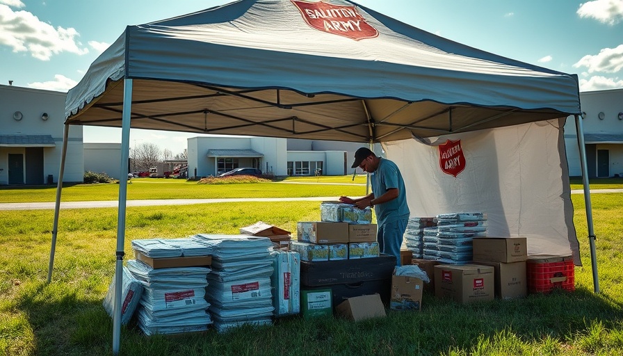 Salvation Army heat relief station offering free water.