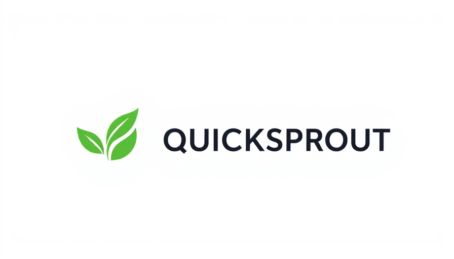 Quicksprout logo, green leaf and black text