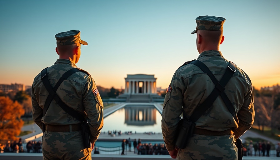 National Guard soldiers at Lincoln Memorial sunrise