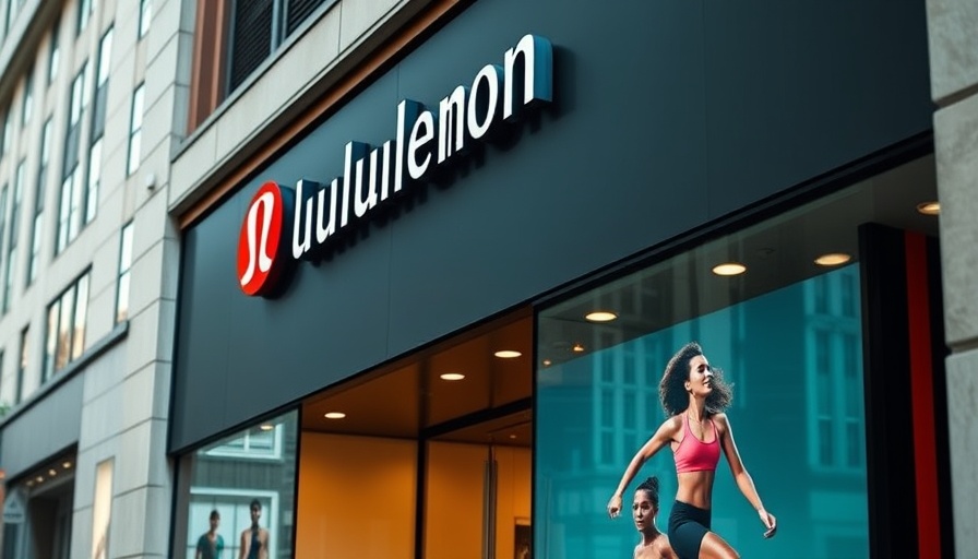 Lululemon store front with logo and athlete imagery.