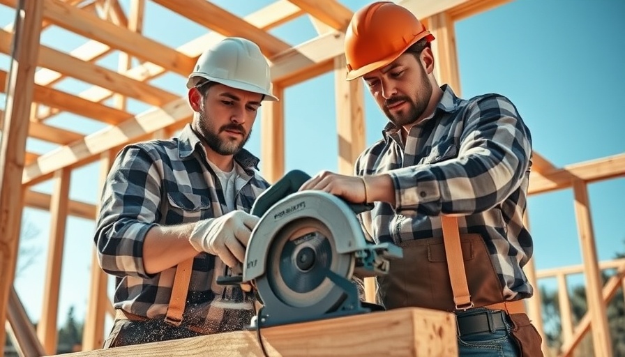 U.S. job growth August 2023: Construction worker cutting wood on site.