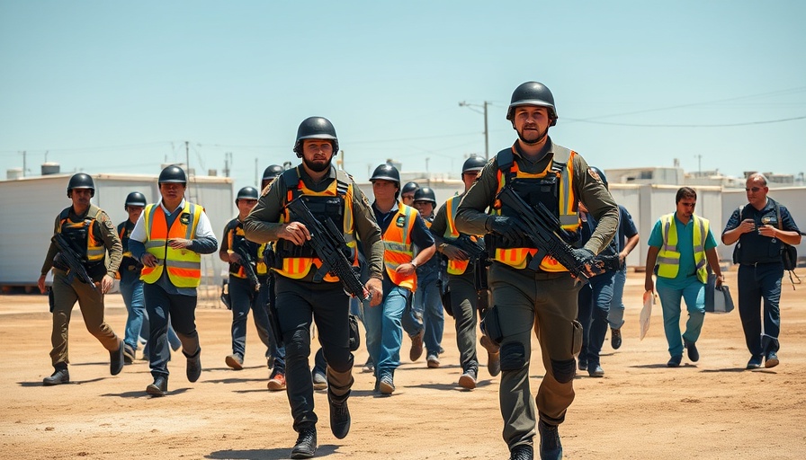 ICE raid at Hyundai Georgia plant with officers and workers.