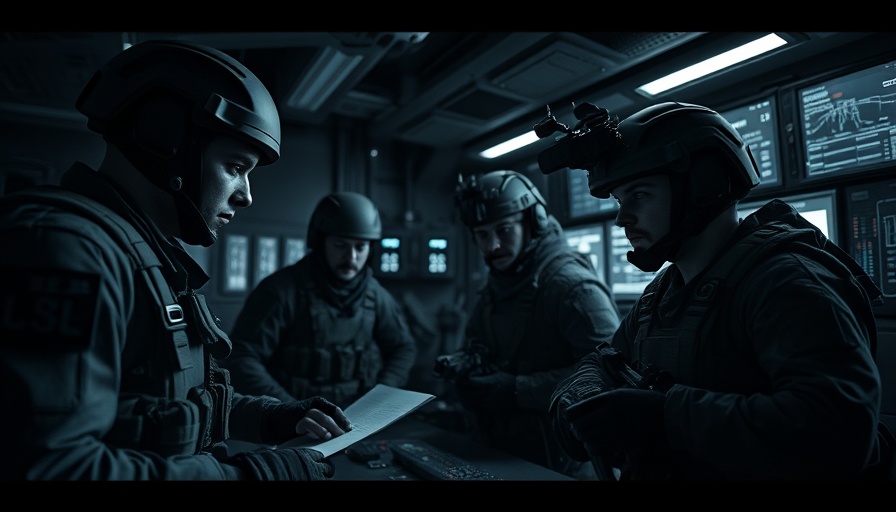 SEAL Team 6 operators planning mission in dimly lit command center.